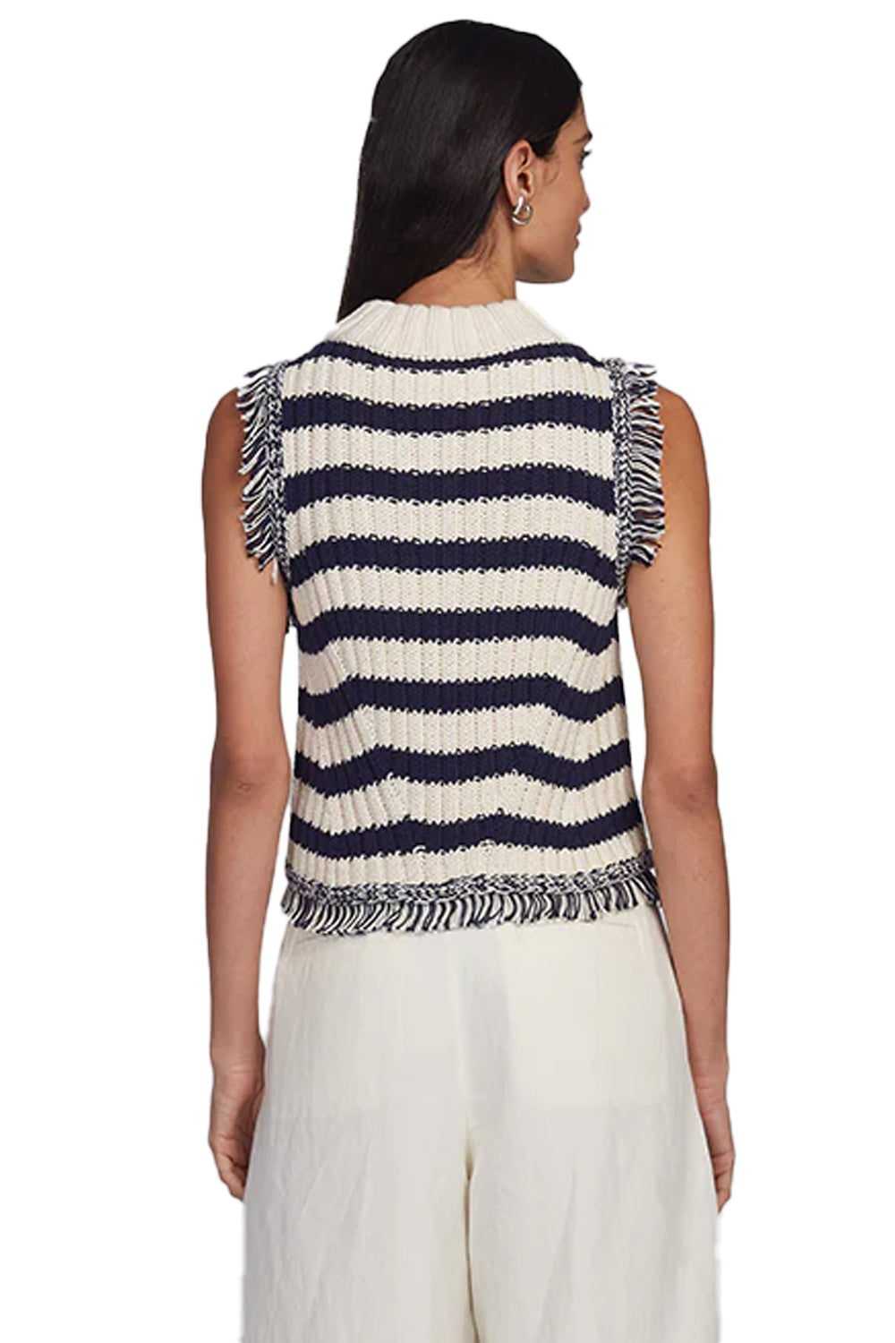 Bria Stripe Tank in Ivory Navy Stripe