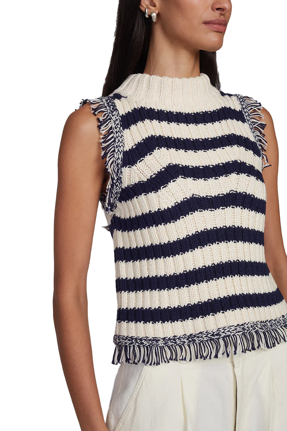 Bria Stripe Tank in Ivory Navy Stripe