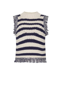 Bria Stripe Tank in Ivory Navy Stripe