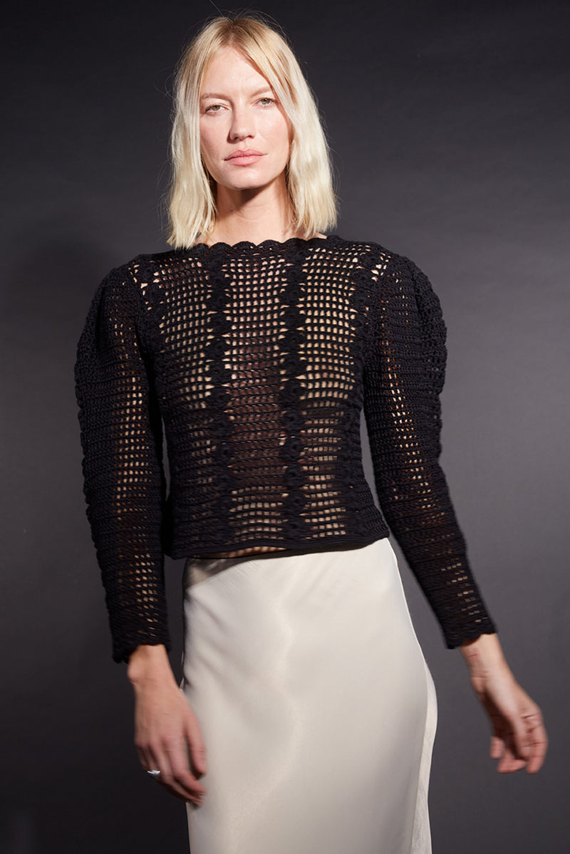 Celina Crochet Top in Black