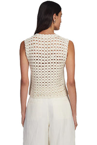 Ellie Crochet Vest in Ivory