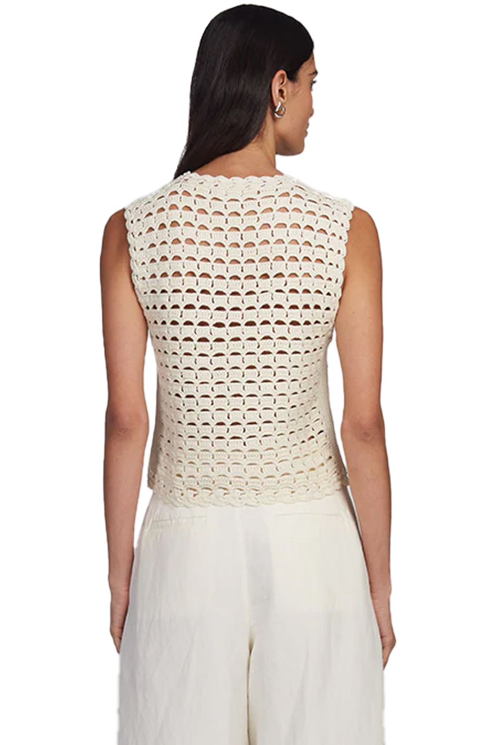 Ellie Crochet Vest in Ivory