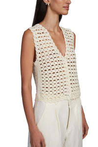 Ellie Crochet Vest in Ivory