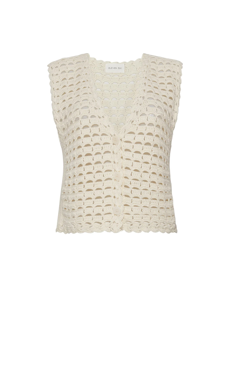 Ellie Crochet Vest in Ivory