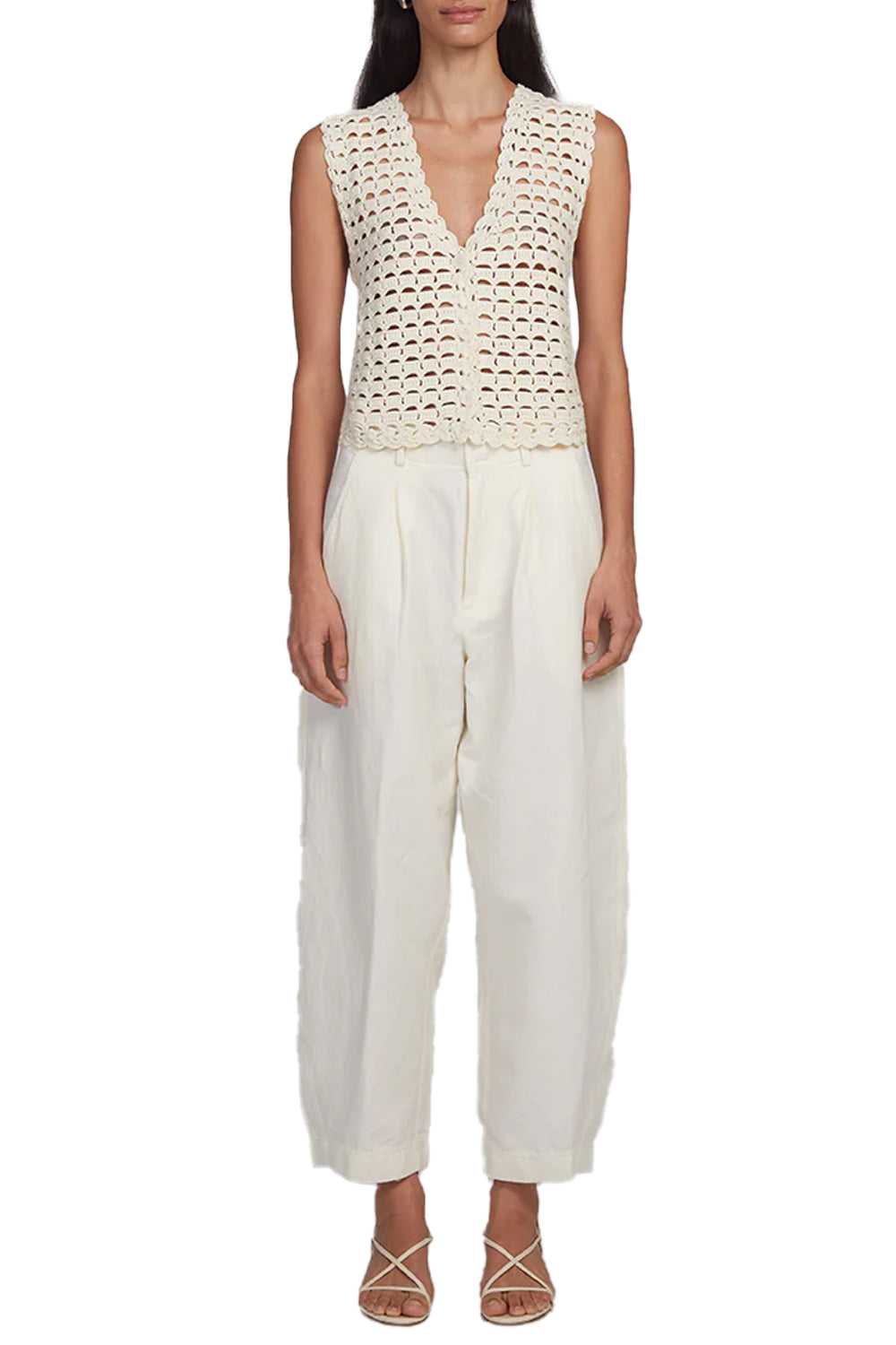 Ellie Crochet Vest in Ivory