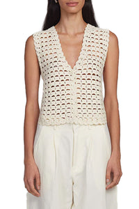 Ellie Crochet Vest in Ivory