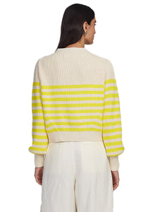 Isla Stripe Cardi in Ivory and Limone Stripe