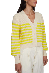 Isla Stripe Cardi in Ivory and Limone Stripe