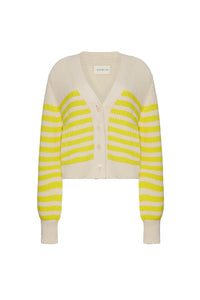 Isla Stripe Cardi in Ivory and Limone Stripe