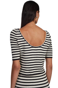 Nena Stripe Top in Ivory Black Stripe