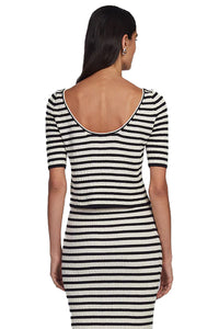Nena Stripe Top in Ivory Black Stripe