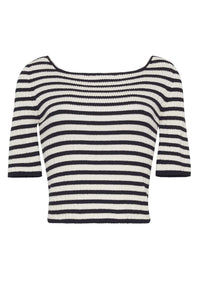 Nena Stripe Top in Ivory Black Stripe