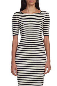 Nena Stripe Top in Ivory Black Stripe