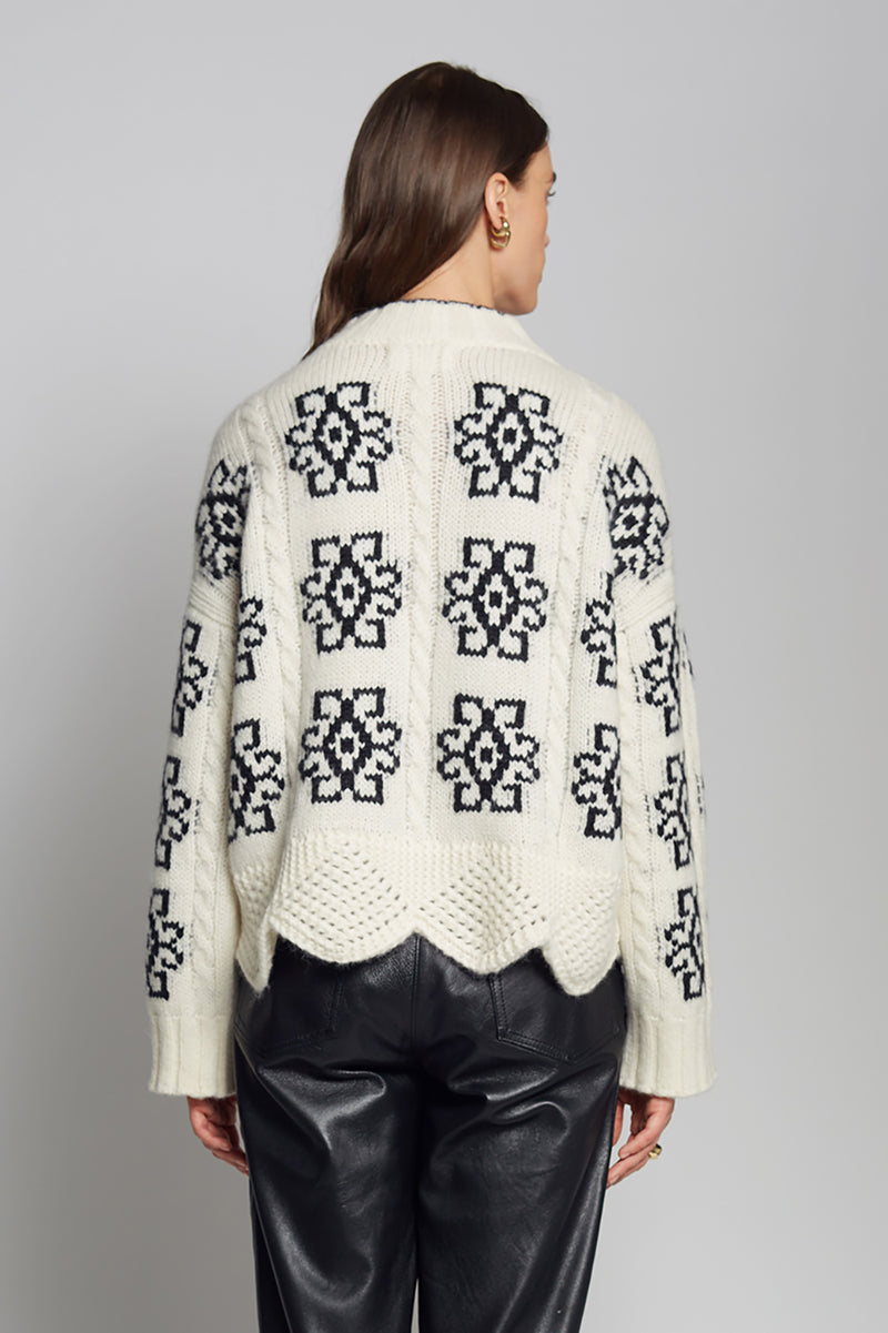 Sienna Sweater in Ivory Black Combo