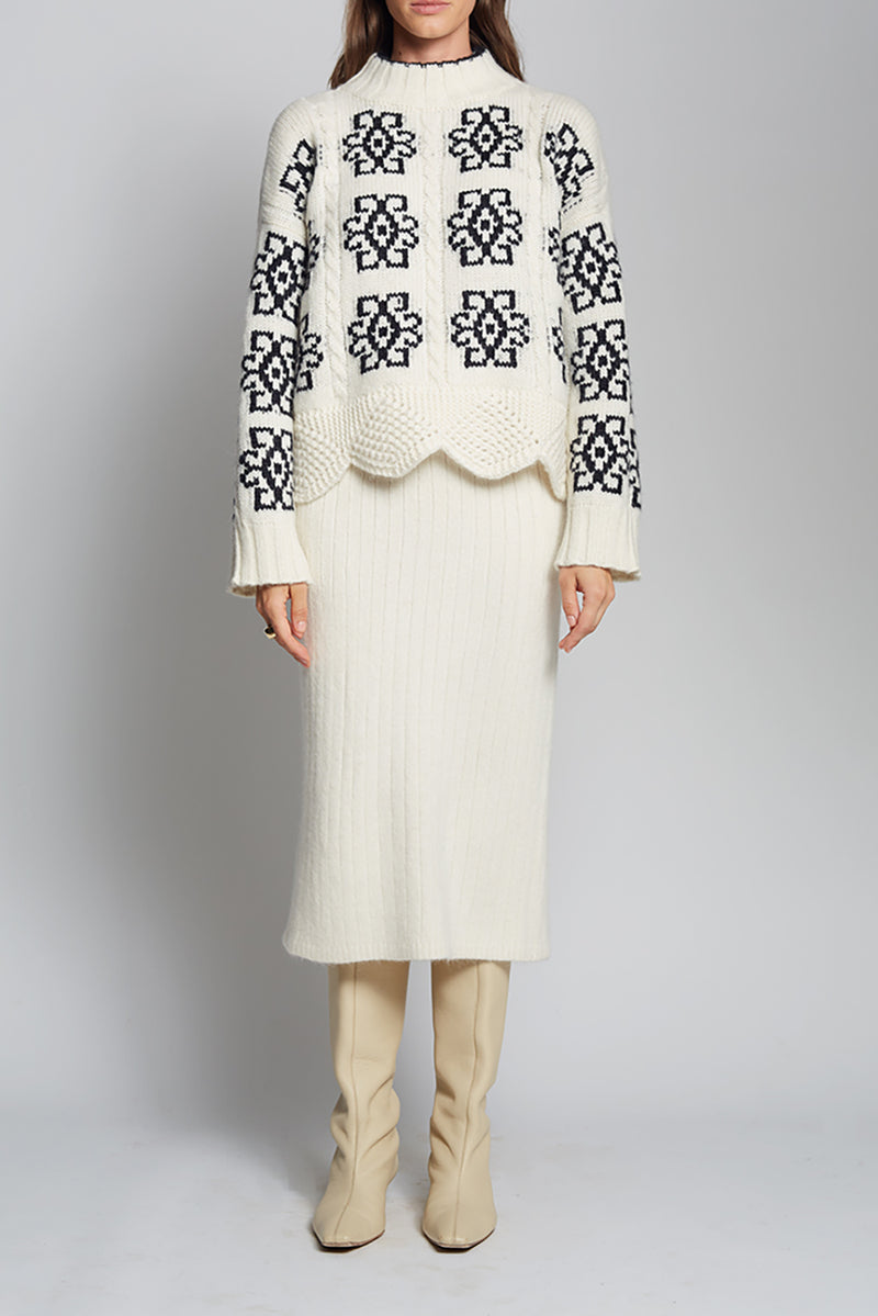 Sienna Sweater in Ivory Black Combo