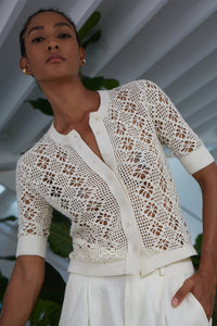 Ruby Crochet Cardi in Ivory