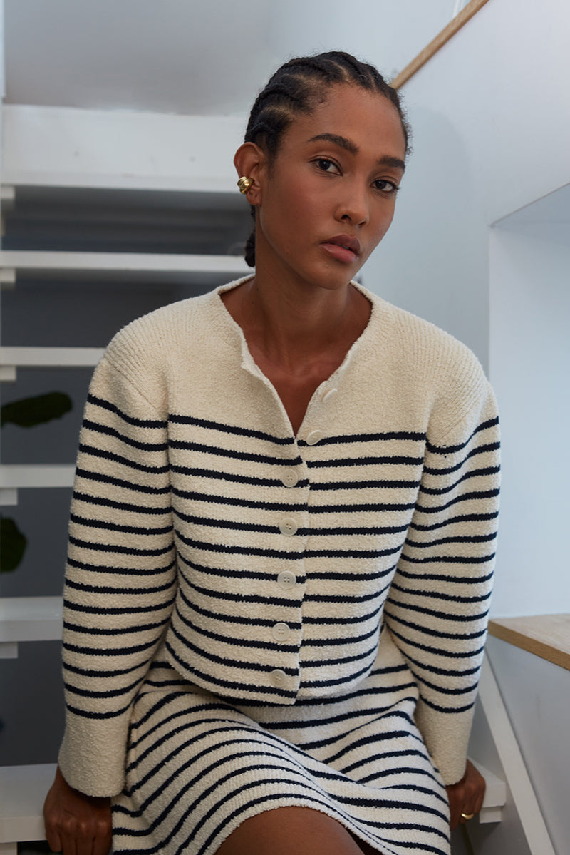 Faye Cardi in Ivory Navy Stripe