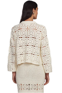 Tasha Crop Crochet Jacket in Ivory