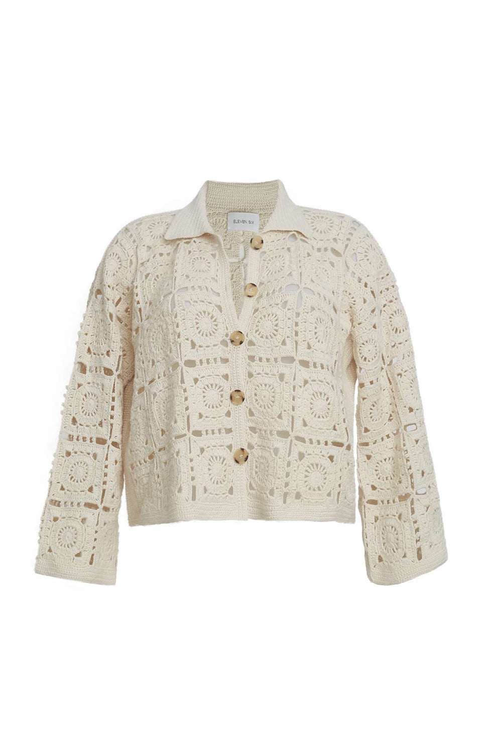 Tasha Crop Crochet Jacket in Ivory