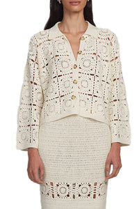 Tasha Crop Crochet Jacket in Ivory
