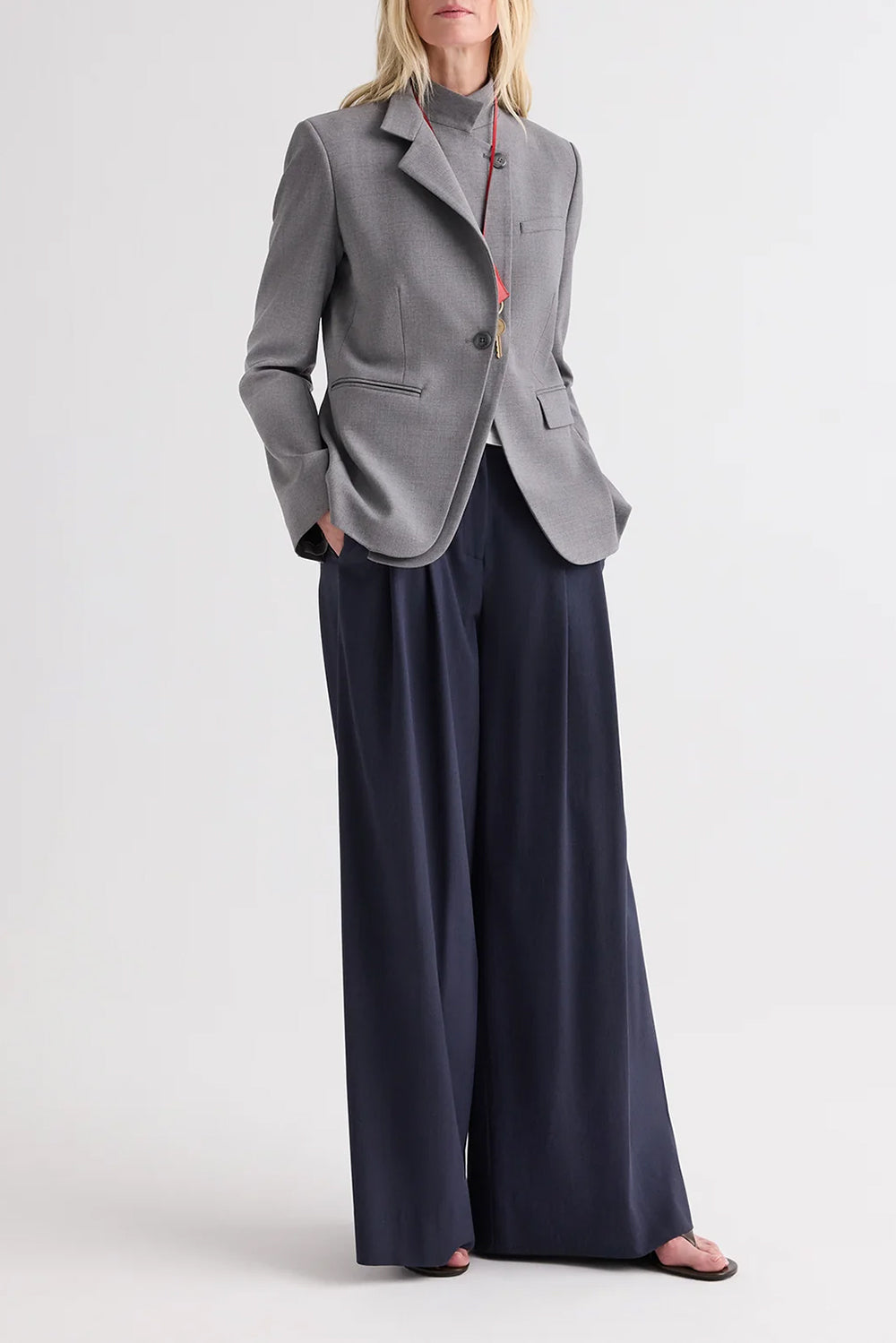 The Double Take Blazer in Soft Finish Stretch Wool Medium Heather Grey