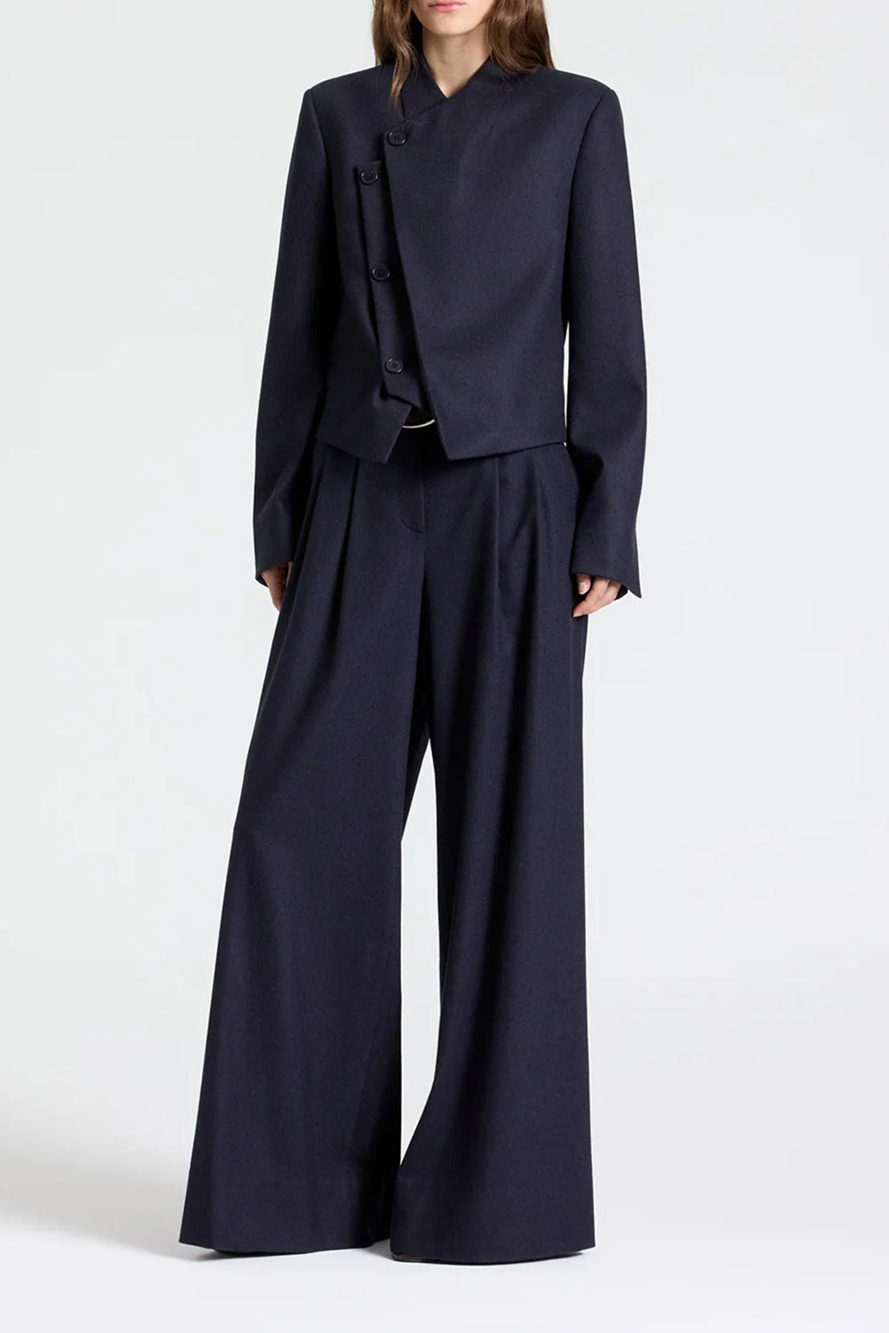 Avery Pant in Wool Flannel Midnight