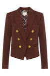 Brooke Open-Front Blazer in Hot Fudge Paisley Leopard