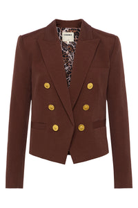 Brooke Open-Front Blazer in Hot Fudge Paisley Leopard