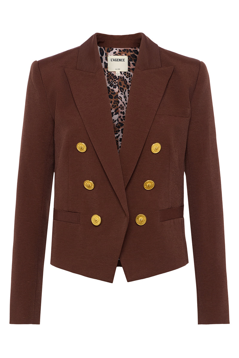 Brooke Open-Front Blazer in Hot Fudge Paisley Leopard
