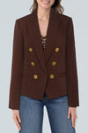 Brooke Open-Front Blazer in Hot Fudge Paisley Leopard