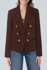 Brooke Open-Front Blazer in Hot Fudge Paisley Leopard