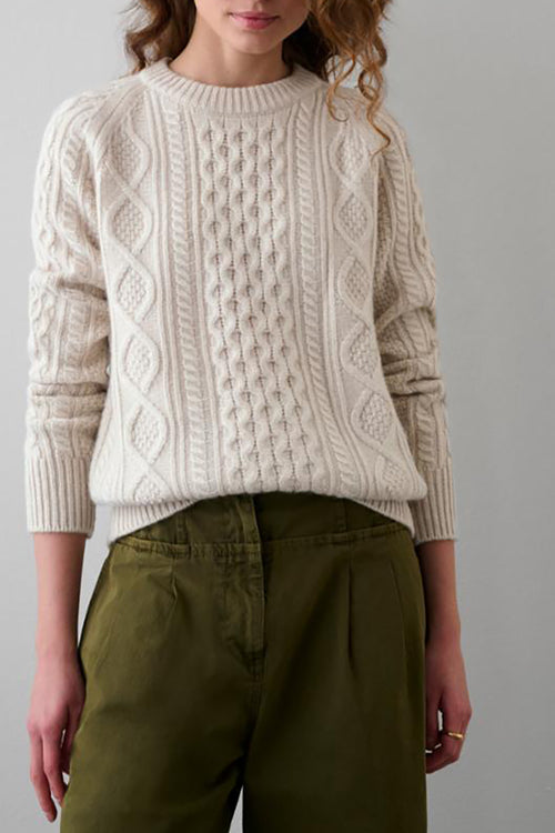Luxe Cashmere Cable Crewneck in natural Heather