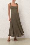 Wanderlust Metallic Maxi Dress in Metallic Olive