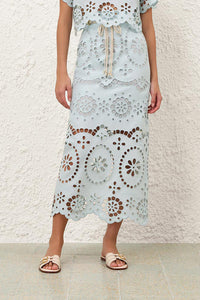 Awaken Embroidered Skirt in Mint