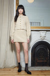 Isla Tweed Mini Skirt in Pale Camel Ivory Tweed