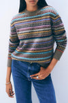 Cashmere Fair Isle Crewneck in Ashen Brown Combo