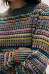 Cashmere Fair Isle Crewneck in Ashen Brown Combo