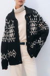 Merino Fair Isle Jacket in Black Combo