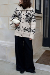 Merino Fair Isle Jacket in Ivory Combo