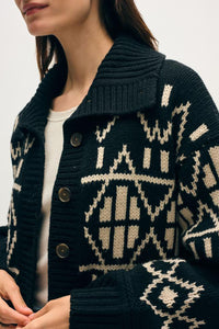 Merino Fair Isle Jacket in Black Combo