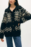 Merino Fair Isle Jacket in Black Combo