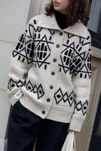 Merino Fair Isle Jacket in Ivory Combo
