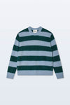 Brushed Cashmere Striped Crew in Blue Tealwood