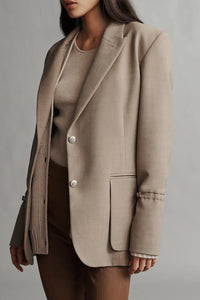 Mo Blazer in Light Wool Suiting Sandstone