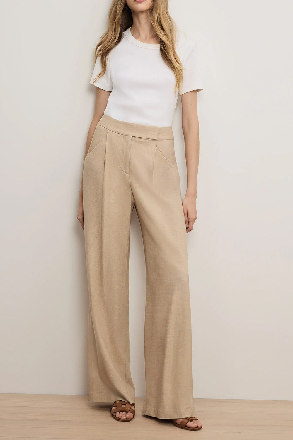 Marbeau Wide-Leg Pant in Stone Khaki