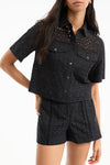 Fabian Eyelet Short in Black