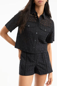 Fabian Eyelet Short in Black