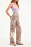 Grigore Silk Pant in Stone Khaki Multi