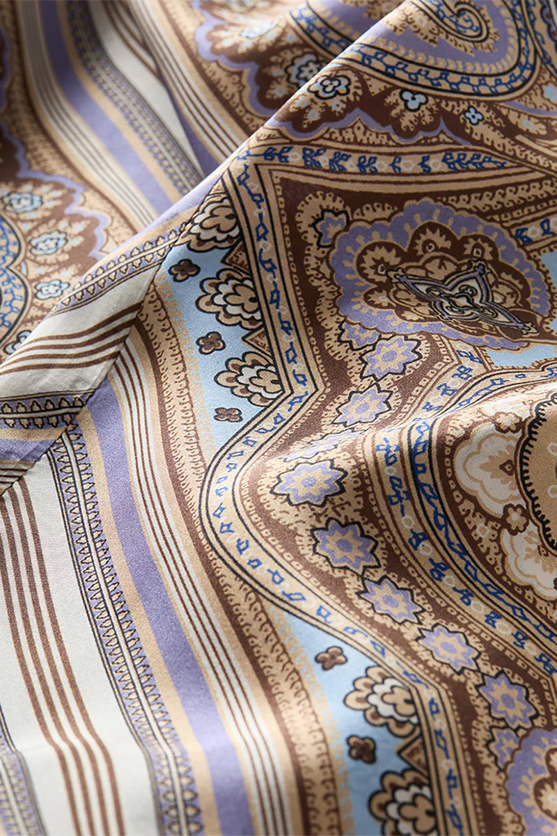 Grigore Silk Pant in Stone Khaki Multi