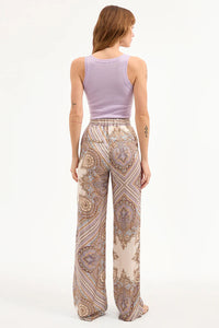 Grigore Silk Pant in Stone Khaki Multi